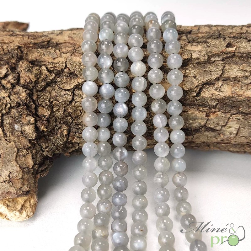 Pierre de lune grise naturelle en perles rondes 6mm - fil complet –  Mine&pro grossiste en perles naturelles