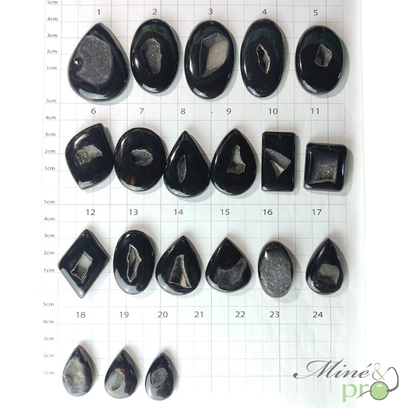 Onyx druzy - cabochons percés - grossiste en cabochons sur Aix en provence